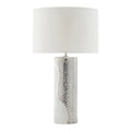 **Lampe de table moderne en céramique blanche avec abat-jour en tissu blanc**